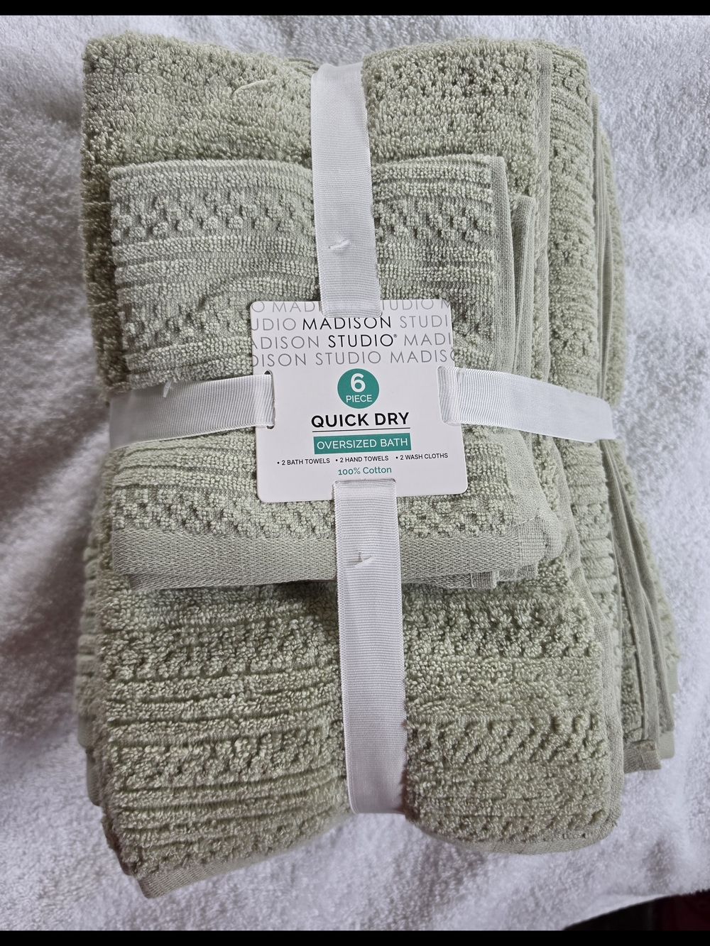 Madison Studio Sage Green Quick Dry Oversized Bath Towel Set